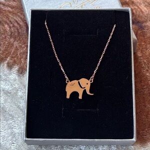 Brand New Rose Gold Plated 925 Sterling Silver Elephant Necklace Monogram "A"